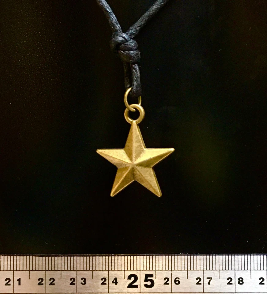 Estrella Bronce Colgante Gótico Motero Surfero Ajustable Collar de Cordón - Imagen 2 de 2