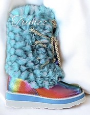 Irregular Choice Size 6.5……rare “cheese N Beans” Furry Corded Boots .