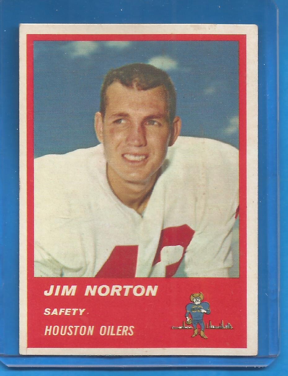 1963 FLEER FOOTBALL CARD (EX-MT) # 40B  JIM NORTON (NRS) - HOUSTON OILERS
