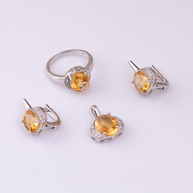 Citrine Coupe Ovale Pierre 925 Bague en Argent Boucles D'Oreilles De Pendentif Citrine Coupe Ovale Pierre 925 Bague en Argent Boucles D'Oreilles De Pendentif