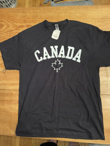 Canada Herren T-Shirt schwarz mit Maple Leaf Large Kurzarm T-Shirt