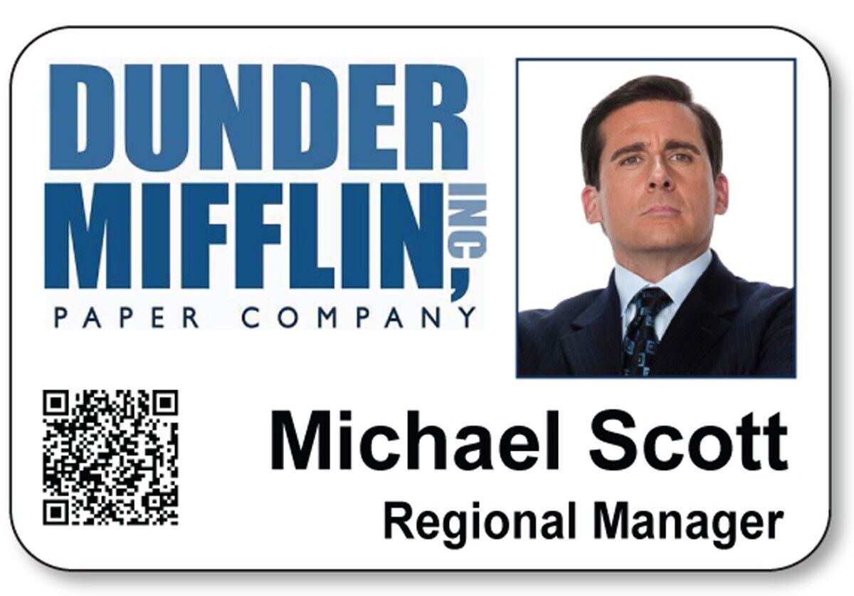 The Office Michael Scott Dunder Mifflin ID Badge Name Tag Cosplay Costume