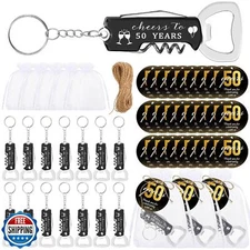 Jingmore 50 Sets 50th Birthday Party Favors for Guests Bottle Opener Keychain