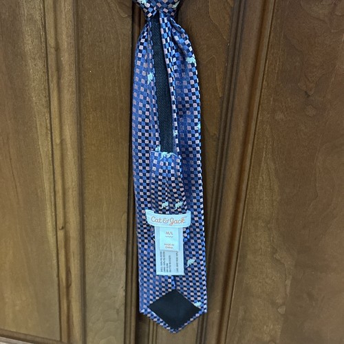 Boys Cat And Jack Necktie Pink Blue Dinosaur Gingham Size M/L, Adjustable Zip - Picture 14 of 20