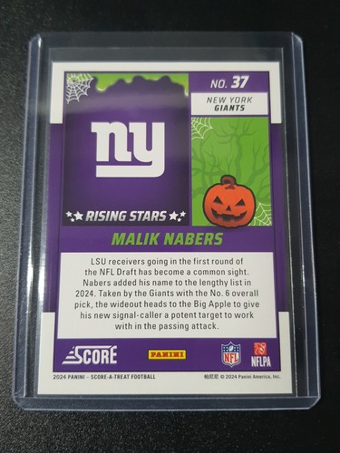 Malik Nabers - Score-a-Treat Football 2024 - Giants - Rising Stars - Bats - RC - Bild 2 von 2