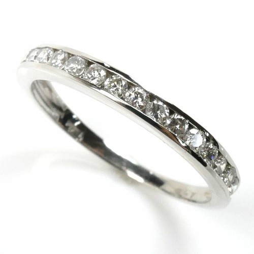 PT900 Platinum Half Eternity Ring Diamond 0.47CT 13.5 2.5g Womens Used - Picture 2 of 7