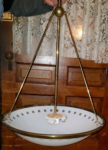 HTF 50-60s Hanging Sputnik Saucer Pendant Ceiling Light Atomic Eames Mid Century - Picture 3 of 9