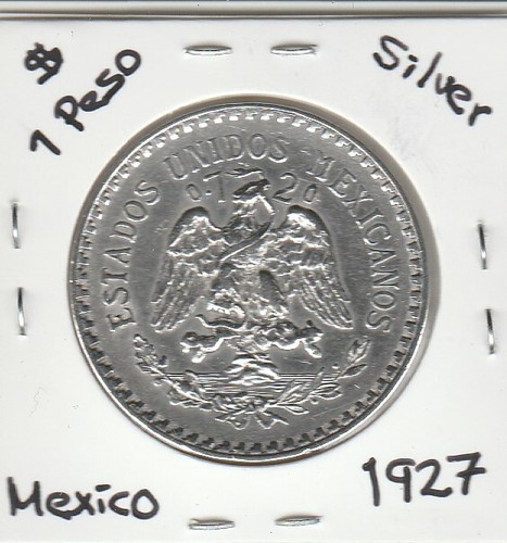 Mexico: $ 1 Peso Super Nice Silver Coin Year " 1927 " - Picture 2 of 2