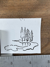 Vintage Scenic Pond Trees Letterpress Printer Block Stamp