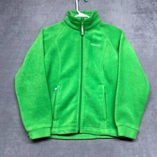 Columbia Benton Springs Fleece Jacket Boys 10/12 Green Logo Long Sleeve Full Zip