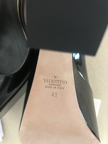 $1150 NIB Valentino Pump Platform Shoe Heel Tan-Go Black Patent Leather 41 11 - Picture 14 of 18