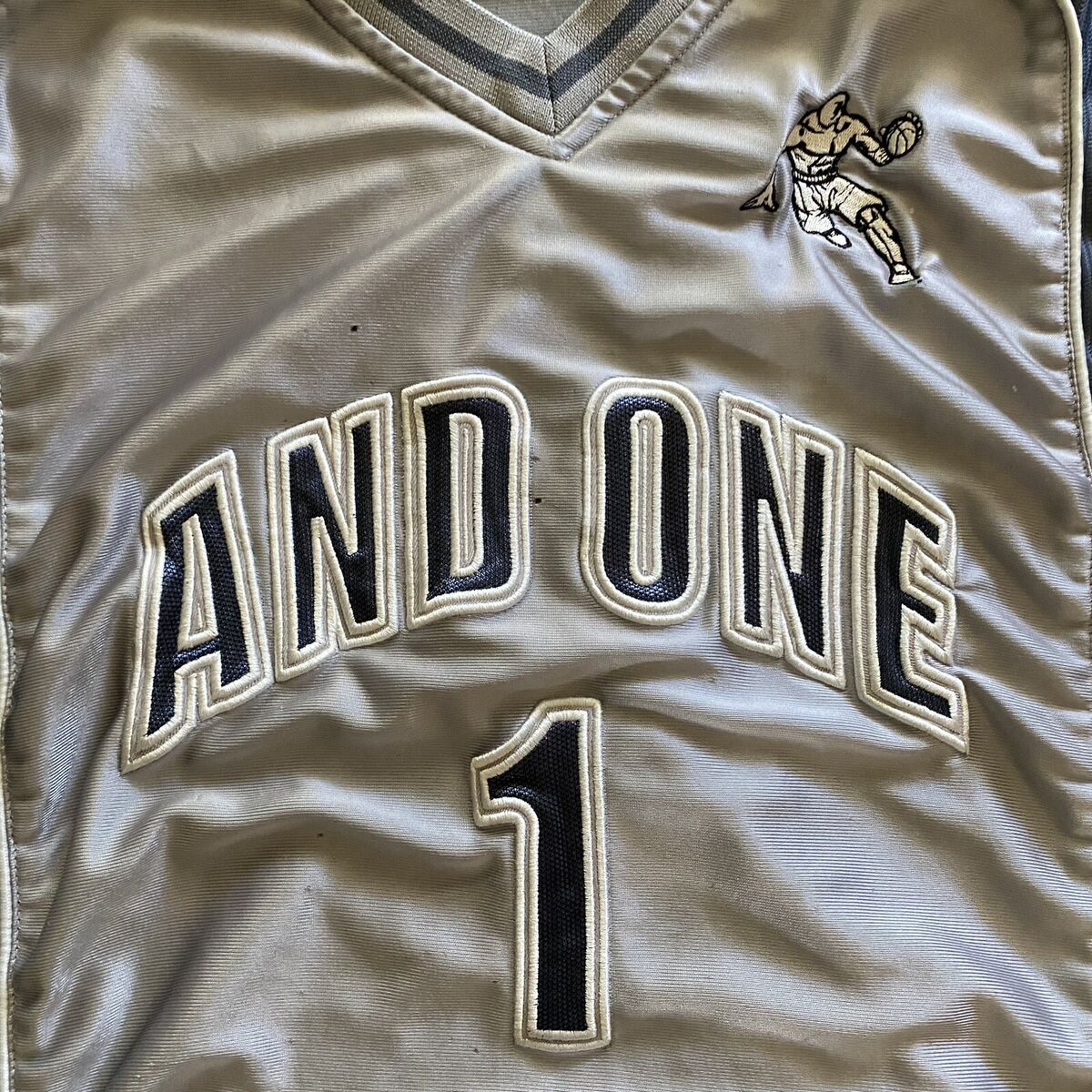 Vintage AND1 Basketball Jersey Mens Large Gray 2002 And 1 Vintage AND1 Basketball Jersey Mens Large Gray 2002 And 1