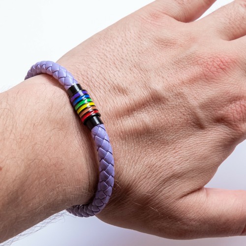 Rainbow Vegan PU Leather Bracelet Men Women Pride Magnetic Clasp Sydney Handmade - Picture 79 of 86