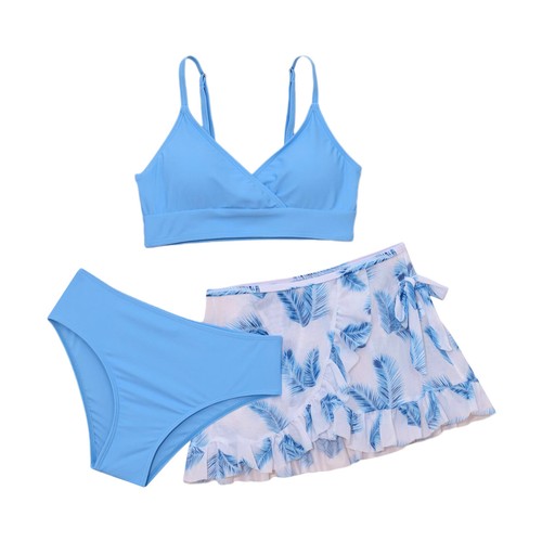 Girls Bikini Set with Cover Beach Skirts Swimsuit Quickly Dry Beach Bathing Suit - Picture 19 of 43