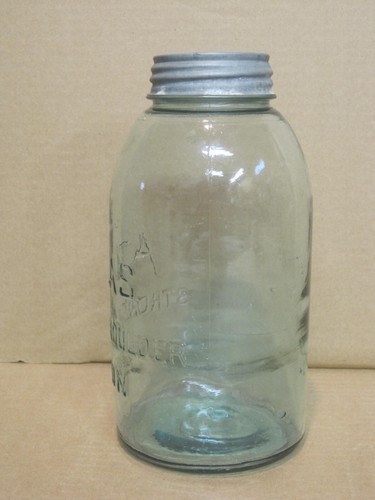 Blue ATLAS Half Gallon Strong Shoulder Mason Fruit Canning Jar w Zinc Lid - Picture 3 of 12