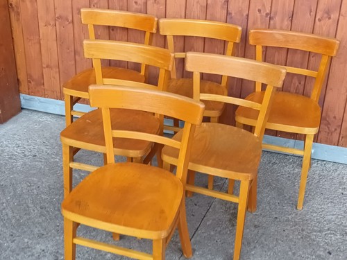 6x 50er Vintage Esszimmer Stuhl Frankfurter Küchenstühle Kneipenstuhl Holzstuhl - Bild 22 von 23