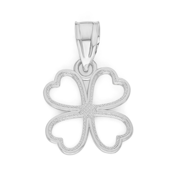 Alternate view of Solid 14k White Gold Clover Pendant Good Luck Charm Jewelry