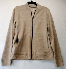 MSX Michael Strahan Jacket Mens Small Taupe Full Zip Lightweight Double Knit