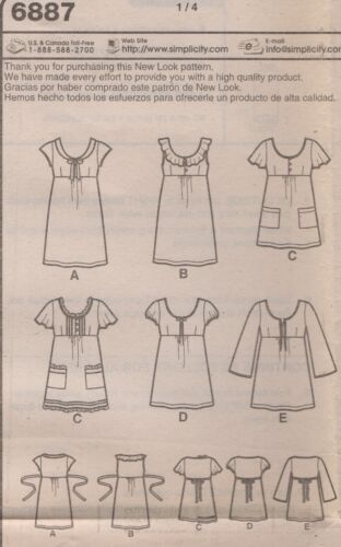 New Look Sewing Pattern 6887 Dress Mini Tunic Empire Waist Ties Size 6 - 16 New - Picture 2 of 13