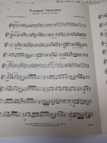 Dúo de trompeta Vander Cook para corneta o trompeta partitura de música rubank - Imagen 4 de 6