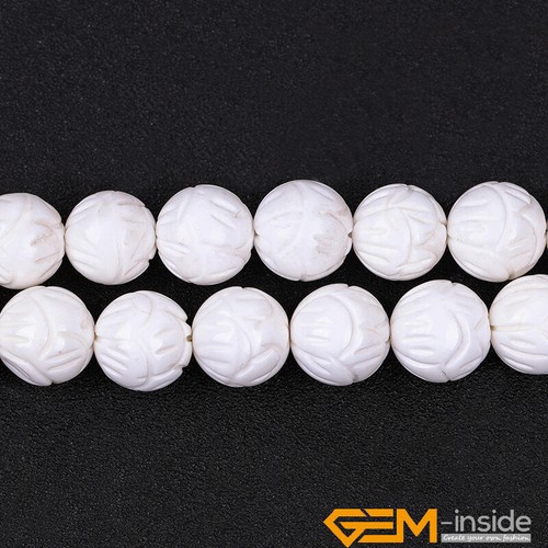 Natural White Shell Gemstone Hand Carved Flower Loose Beads For Jewelry Making - Picture 32 of 36