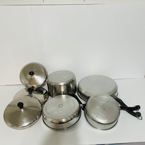 Lot Vintage Farberware Aluminum Clad Stainless Steel 10”,8” Skillet 1 1/2,3 Qt - Picture 8 of 11