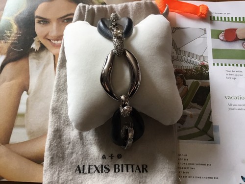 Alexis Bittar schwarz Lucite Bio Silber Link verkrustetes Glied Bio Armband  - Bild 5 von 12
