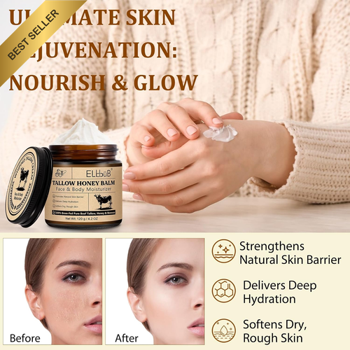 Grass-Fed Beef Tallow and Honey Balm 120g Nourishing Moisturizer for Dry Skin - Picture 6 of 12