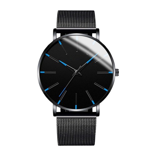 Minimalist Men's Fashion Ultra Thin Business Stainless Steel Mesh Watch