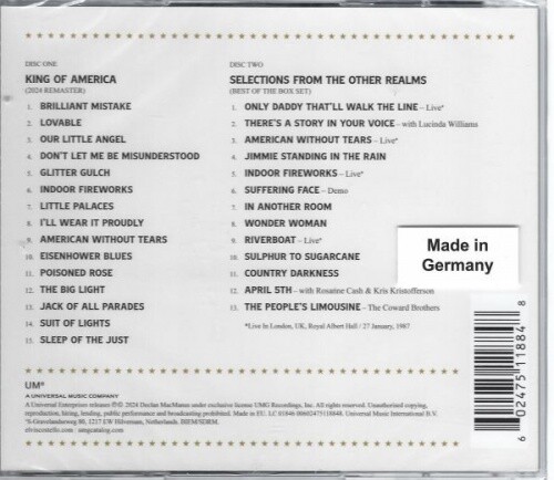 Elvis Costello - King Of America & Other Realms - 2 CD - Neu / OVP - Bild 2 von 2