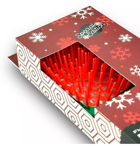 New UNbrush Mini Detangling Hairbrush Red And Chrome Green Travel Gift Holiday - Picture 3 of 6