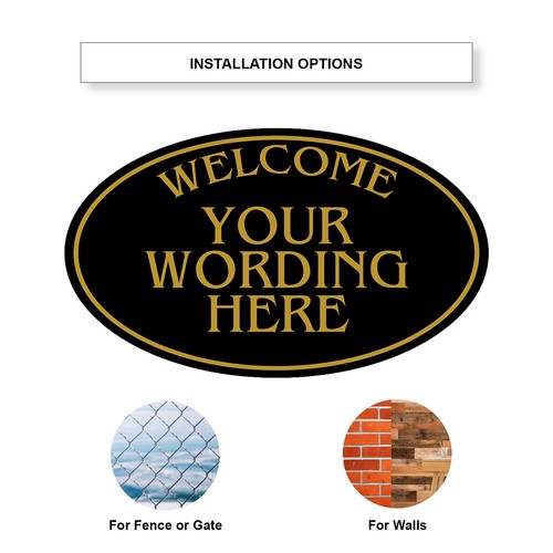 Custom Welcome Your Wording Sign Personalized Wall Door Plate 12"x7" Oval Sign - Picture 4 of 5