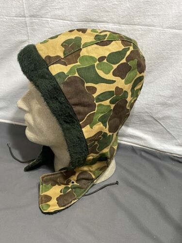 Abrigo aislante vintage PATRÓN CAMUFLAJE CAPUCHA gorra sombrero años 70 años 80 - Imagen 2 de 6