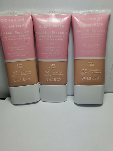 3 COVERGIRL CLEAN Fresh Skin Milk Nourishing Foundation Vegan #540 LIGHT