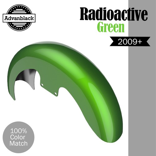 RADIOACTIVE GREEN 19" Reveal Wrapper Hugger Front Fender Fits 09+ Harley - Picture 1 of 9