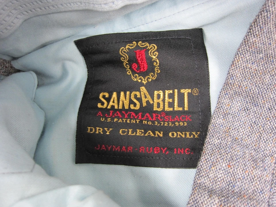 Calça de tweed Jaymar masculina vintage verdadeira 32x28 cinza mancha anos 60 anos 70 malha Houndstooth - Imagem 4 de 4