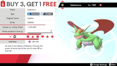  Shiny Salamence   Pokemon Sword and Shield Perfect IV  Fast Delivery 