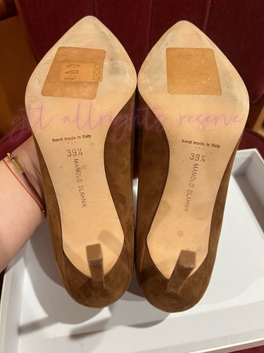 Manolo Blahnik Womens BB 105mm Point Toe High Heels Suede Brown Size 39.5 NEW - Picture 4 of 8