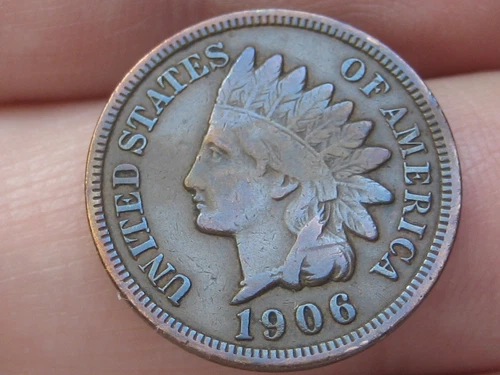 1906 Indian Head Cent Penny- VF/XF Details- Toned