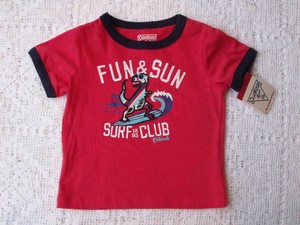 Red-Shirt-short-sleeve-9-months-Boys-Dinosaur-surfing-Osh-Kosh-B-039-Gosh-new