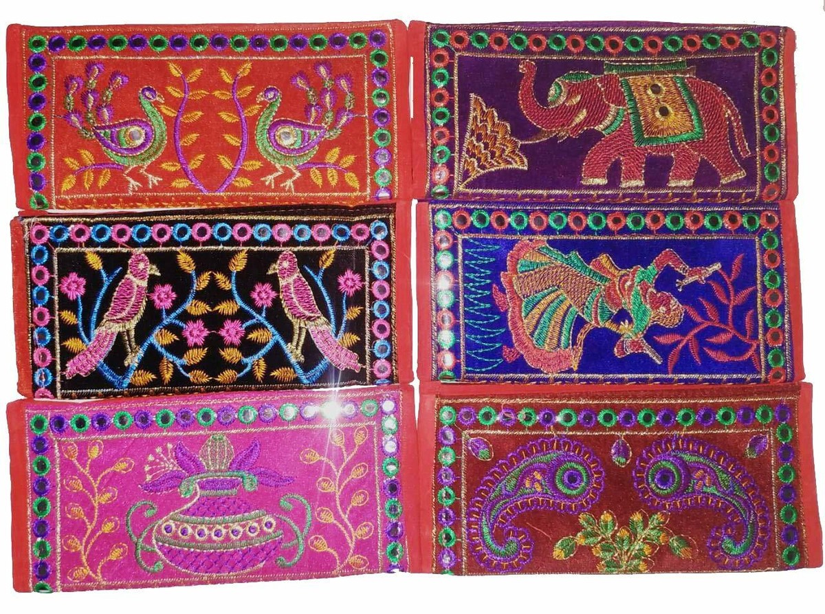Rectangle Recycled Hand Embroidered Rajasthani Zipper Bag | Tassel Rectangle Recycled Hand Embroidered Rajasthani Zipper Bag | Tassel