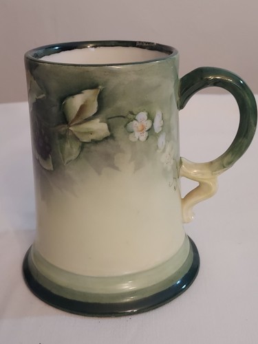 Antique ROSENTHAL Selb Bavaria BLACKBERRY Hnd Painted Porcelain Beer Mug TANKARD - Picture 3 of 5