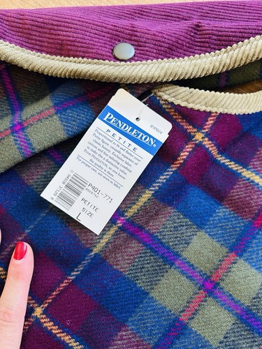NOS Vintage 90s Pendleton Reversible Corduroy Wool Plaid Vest Womens Large Petit - Picture 10 of 10