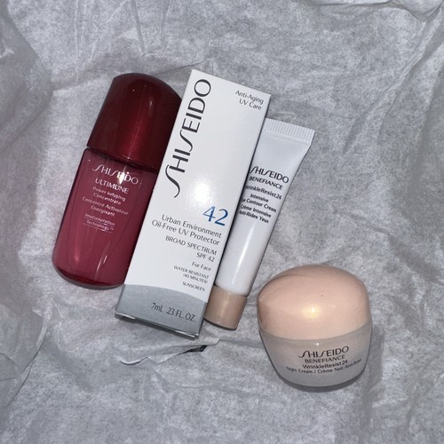 Shiseido Skin Care Deluxe Set Bag 7pc Bio-performance Serum Lift Cleansing SPF42 - Picture 3 of 5