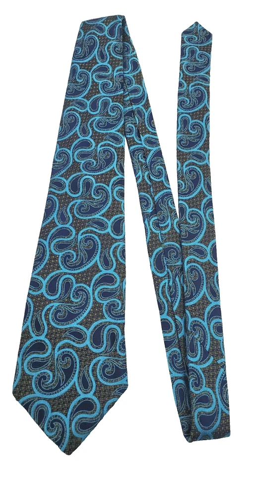 Corbata Phineas Cole Jacquard Seda Autopunta Azul Grande Cachemira 59.5" L x 3.75" W Foto 3 de 4