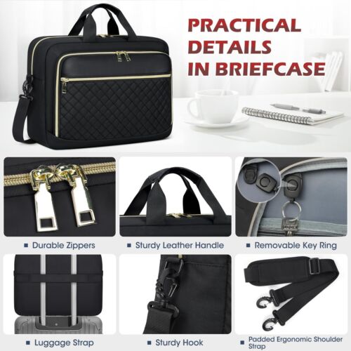 Laptop Bag 17.3 Inch Laptop Briefcase Women Men Waterproof Shoulder Messenge - Picture 5 of 6