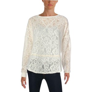 Free-People-Womens-Ivory-Lace-Long-Sleeves-Sweatshirt-Top-S-BHFO-6351