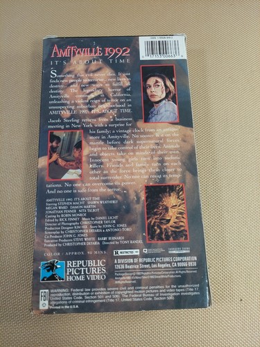 Amityville 1992 Its About Time Screener Promo VHS Tape Horror Movie Republic 90s - Picture 2 of 2
