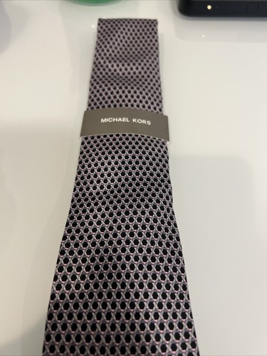 NEW MICHAEL KORS Silk Blend Tie Black, Silver, and Pink - Picture 1 of 6
