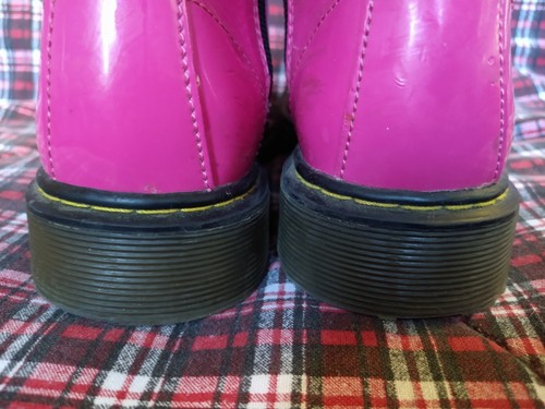 Dr. Martens Mädchen Delaney Combat Knöchel glänzend rosa seitlicher Reißverschluss Stiefel Größe 4 US - Bild 7 von 8